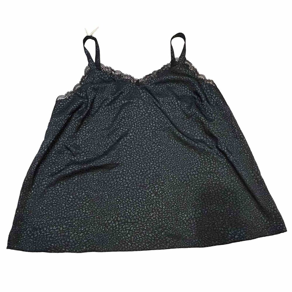 NEW Lane Bryant Size 16 Plus Satin Camisole Top Black Green Lace Trim